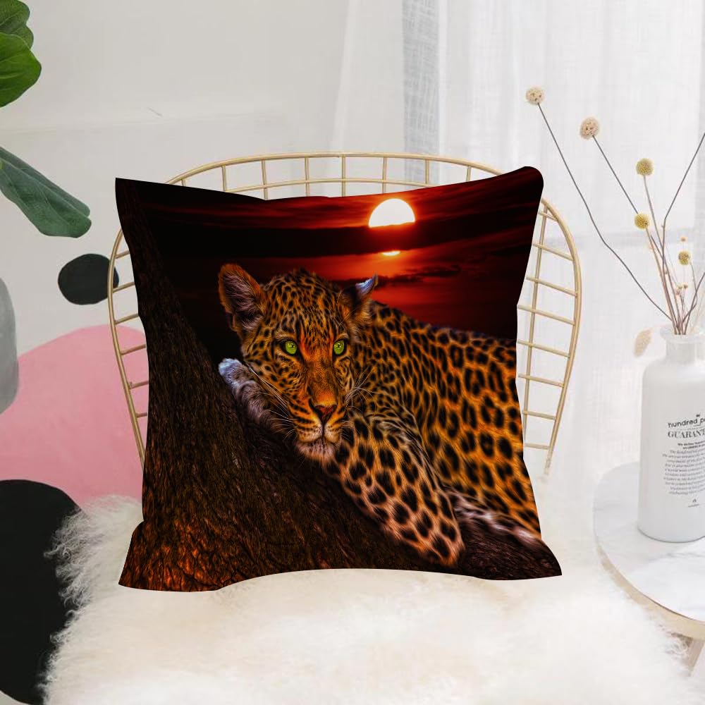 HYOSXW Cushion Cover,Throw Pillow Case Home Decorative for Living Room Bedroom Sofa Chair 16X16 Inch,Leopardo Safari African Wildlife Animal Cheetah,Pillowcase 40X40cm