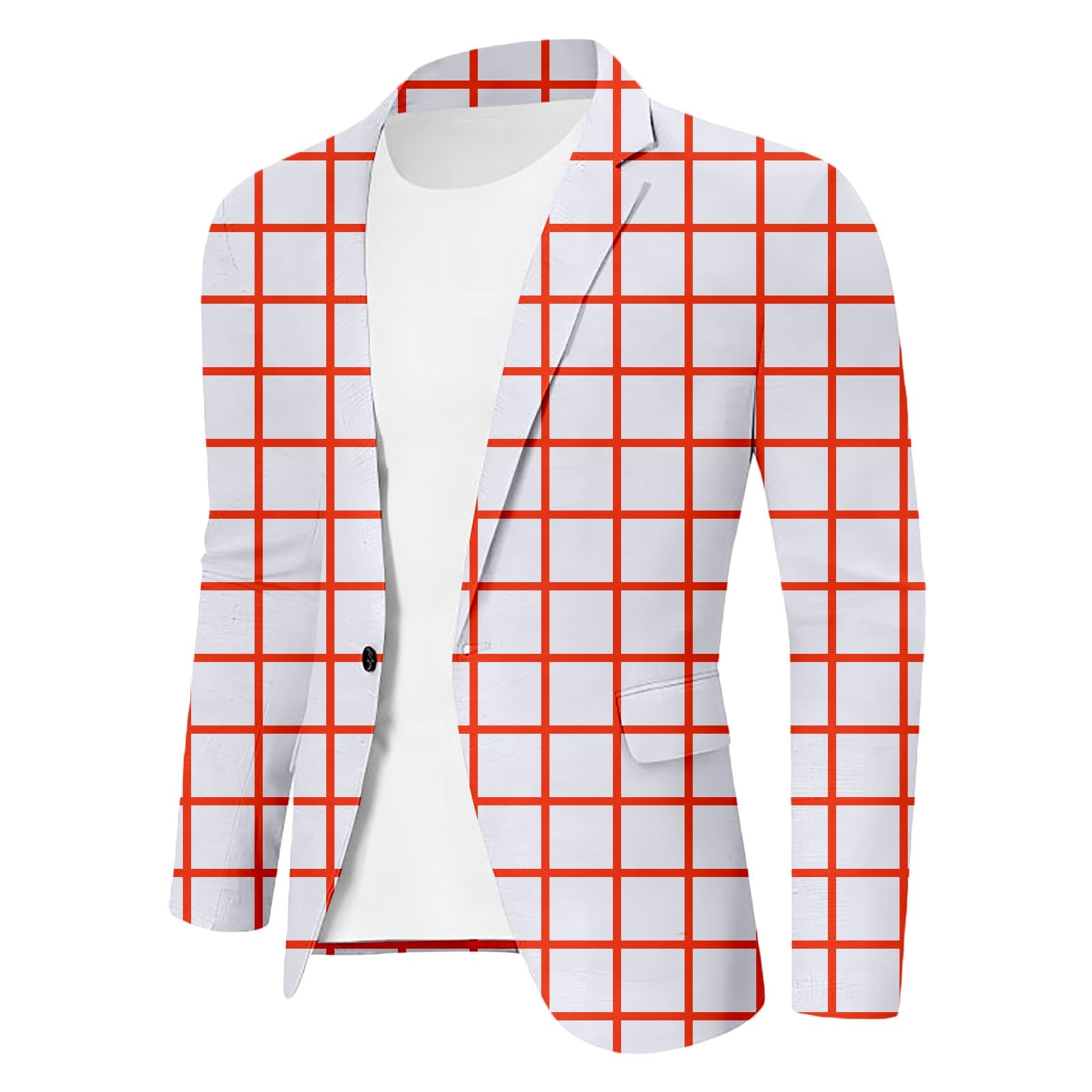 Americanas Hombre Sport Invierno - Chaqueta De OtoñO E Invierno para Hombre De Manga Larga con Solapa Y Botones Estampados A Cuadros Grandes Informal A La Moda Traje De Negocios
