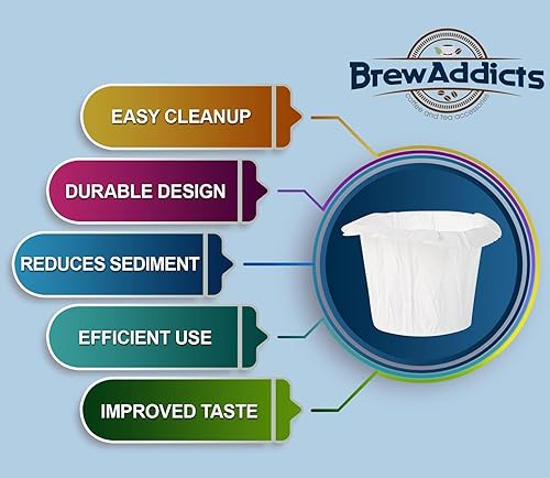Miniatura 5 de Brew Addicts 300 filtros de papel de un solo uso para cafeteras Keurig y compatibles con cápsulas K-Cup 1.0 y 2.0, diseño clásico blanco