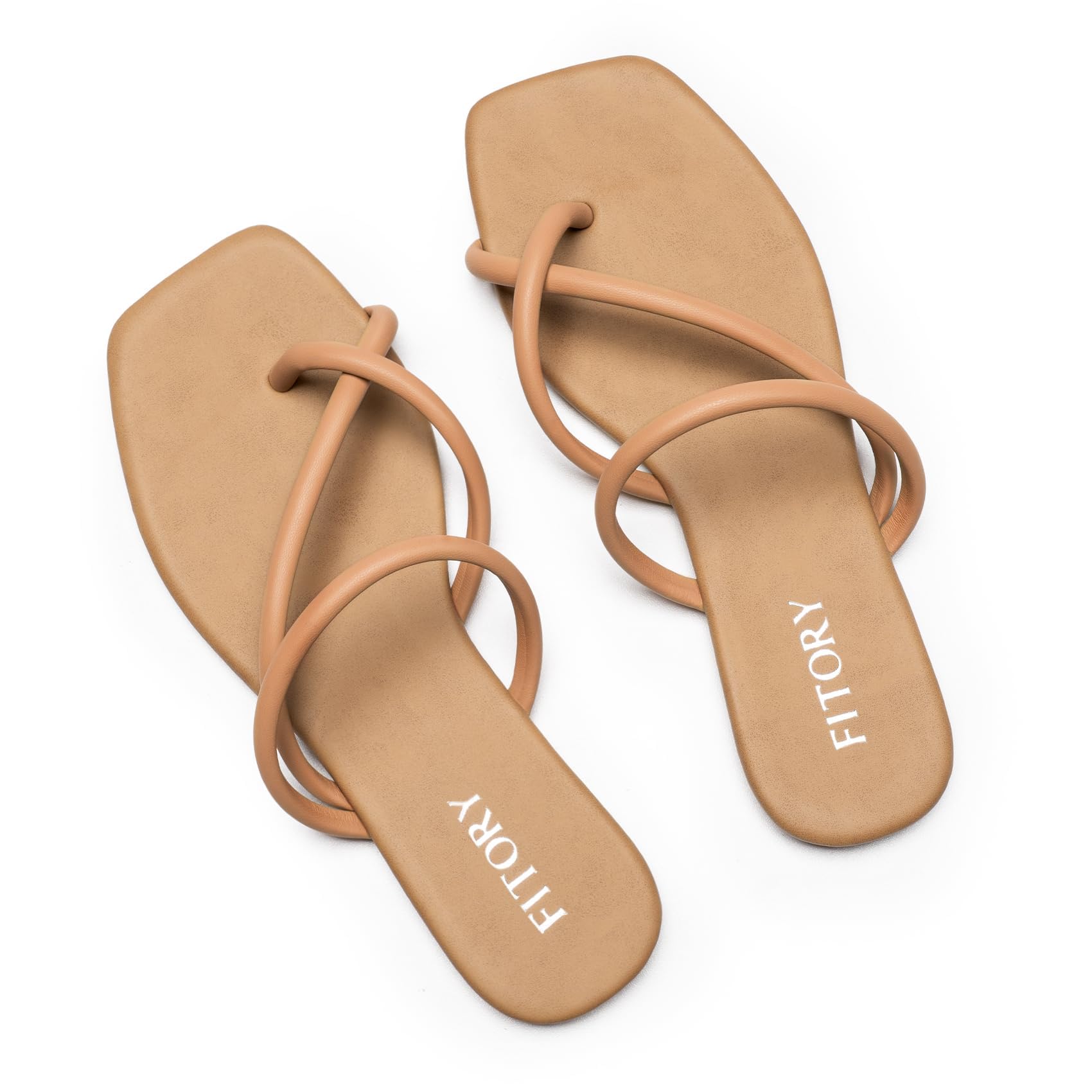 FITORY Women's Slide Sandals, Chic Cross-Strap & Comfy Flat shoes | Square Toe, Comfortab…
