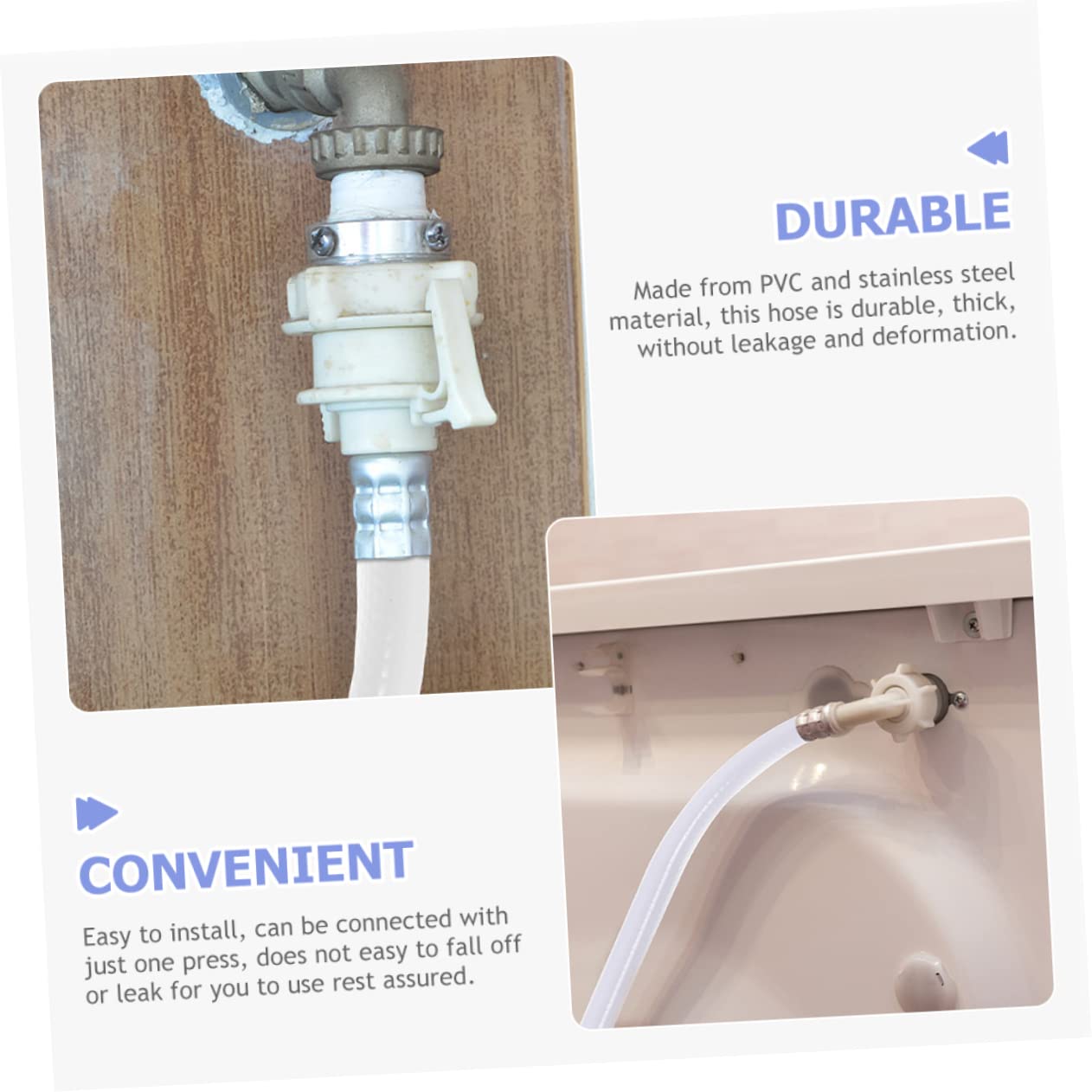 Uonlytech Waschmaschinen Zulaufschlauch Flexibel Dicht 2 Stück aus Pvc und Edelstahl für Einfache Montage bei Waschmaschine