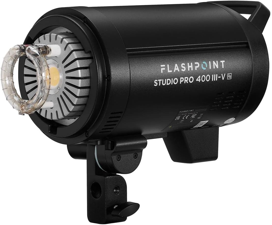 Flashpoint Studio Pro 400 III-V 400Ws R2 Monolight Strobe Flash with 30W LED Modeling Lamp, Bowens Mount Strobe Light for Photography, R2 2.4GHz Wireless Studio Light with 1.0s Max Recycle Time