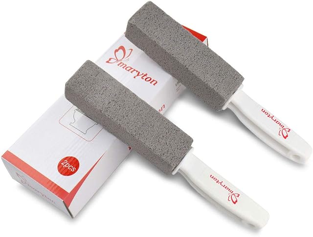 Maryton Pumice Stone with Handle for Cleaning Toilet Bowl Ring and Hard Water Stains Pack of 2 (Gray)