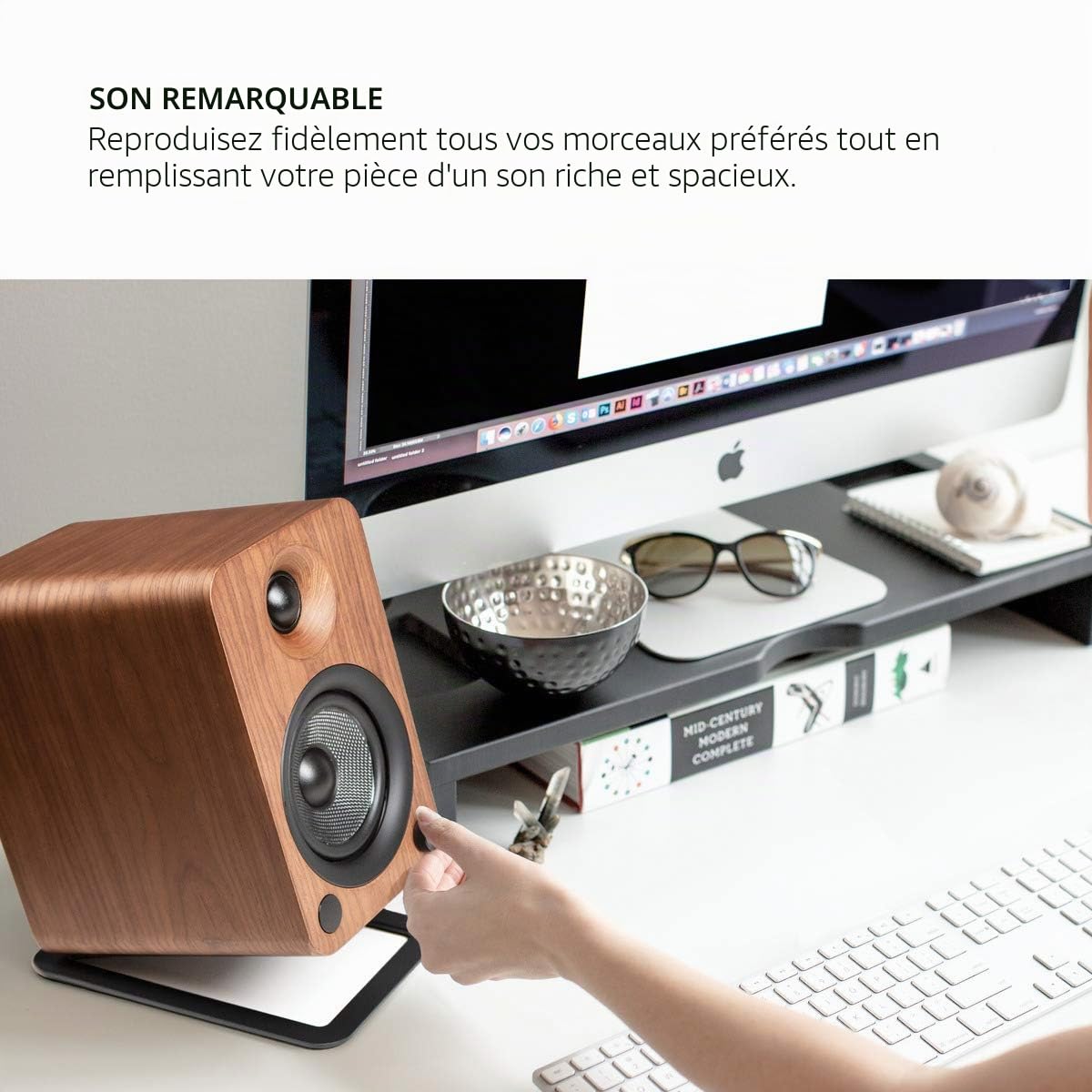 Kanto Enceintes Actives HiFi Bluetooth YU4 Noyer Vendues par Paire