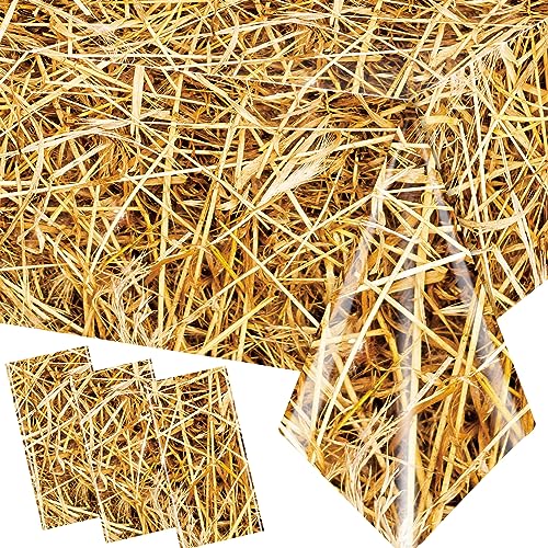 Pymurod 3pcs Straw Tablecovers Farm Hay Tablecloth Starw Hay Bales Decoration for Table Western Cowboy Theme Birthday Party Decorations Hawaiian Luau Party Decorations