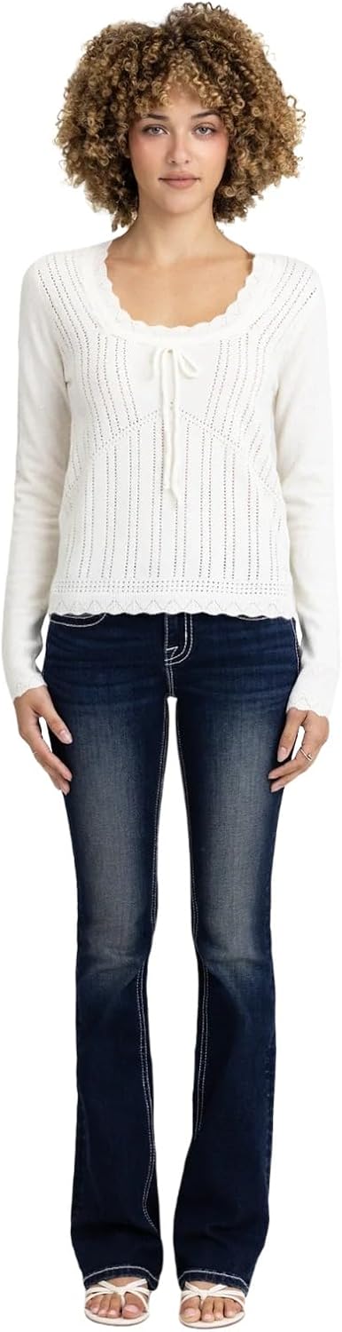 Miss Me Women's Cowhide Wing Western Embellished Faux Flap Pockets Mid-Rise Bootcut Jeans - Image 4