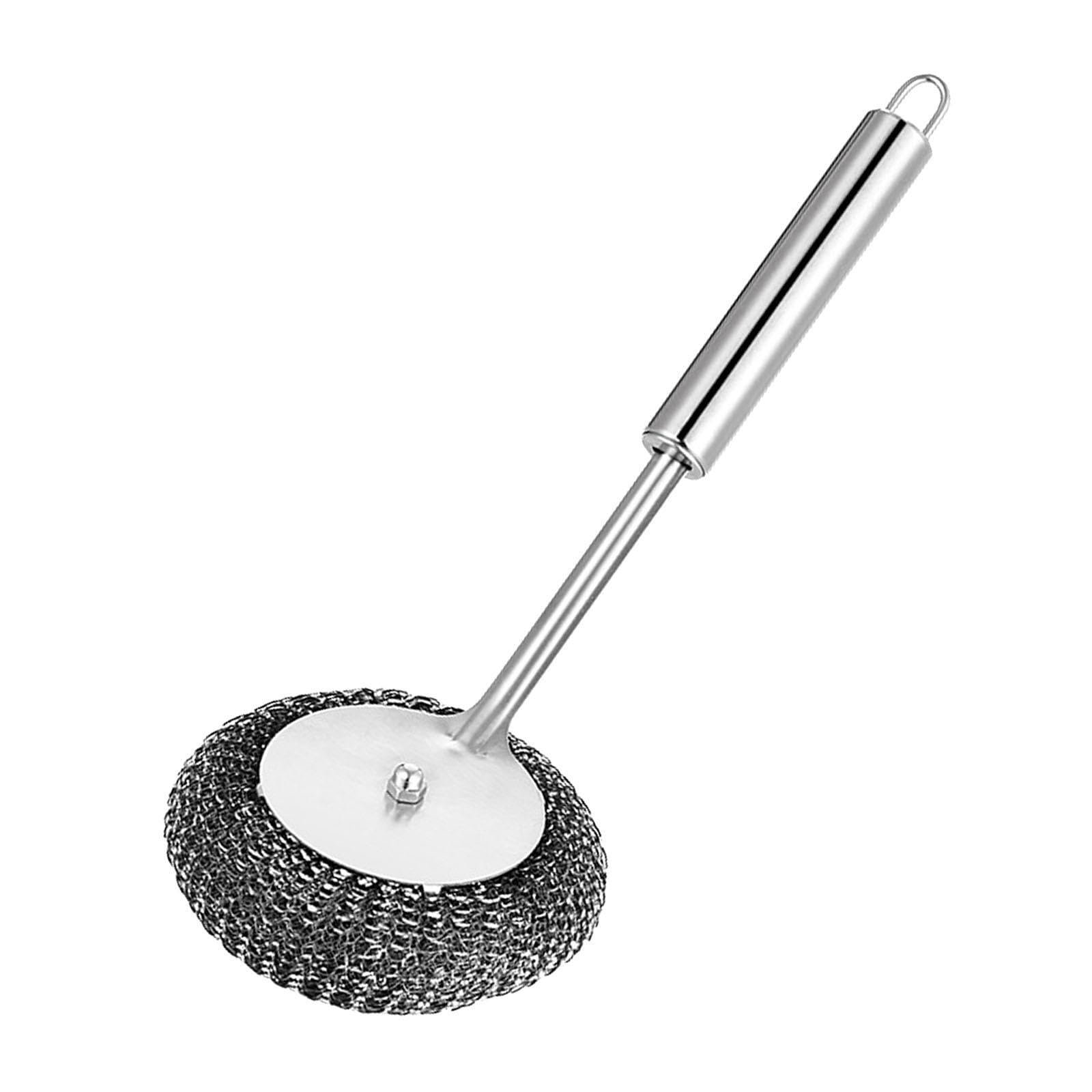 Pixzcsa Stainless Steel Dish Scrubber Brush With Ergonomic Handle For Efficient Cleaning Of Kitchenware And Easy Storage Solutions Stainless Steel Scourer Pot Brush Scrubber