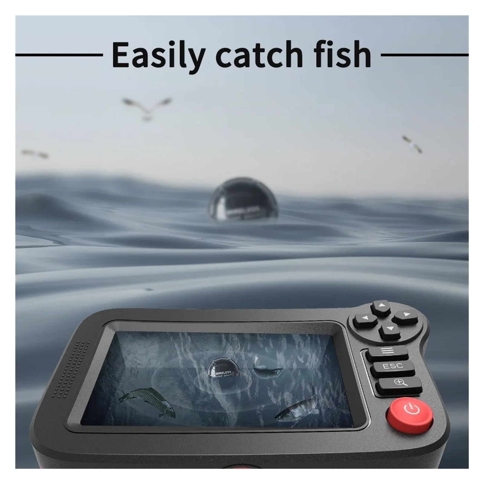Fishfinder Portatile, trasduttore, sensore Sonar, rilevatore di profondità dell'Acqua, Schermo LCD, ecoscandaglio, fishfinder