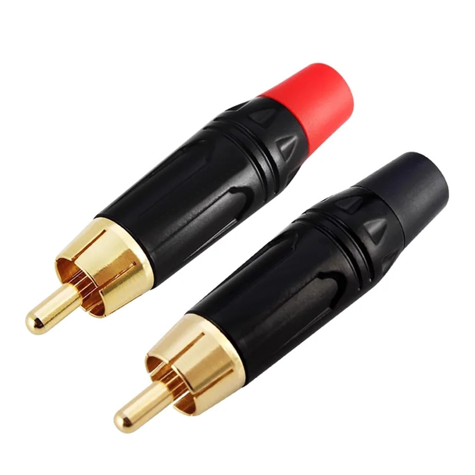 GUYTRM 4/8/16/48 pezzi Connettori audio musicali Adattatore spina Cavo coassiale Jack audio Spina dorata Connettore altoparlante maschio a saldare lingli(Half of Two color,48PCS)