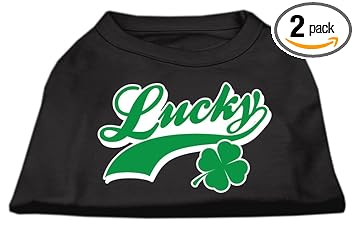 Mirage Pet Products 10-inch Lucky Swoosh Screen Print Shirt for Pets, Small, Black