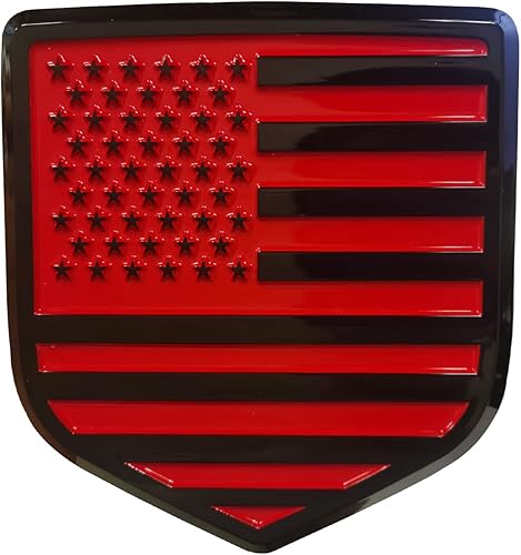 Zhizhong Emblema para portón trasero, insignia de la bandera estadounidense compatible con RAM 1500 2500 3500 2009-2018 (rojo)