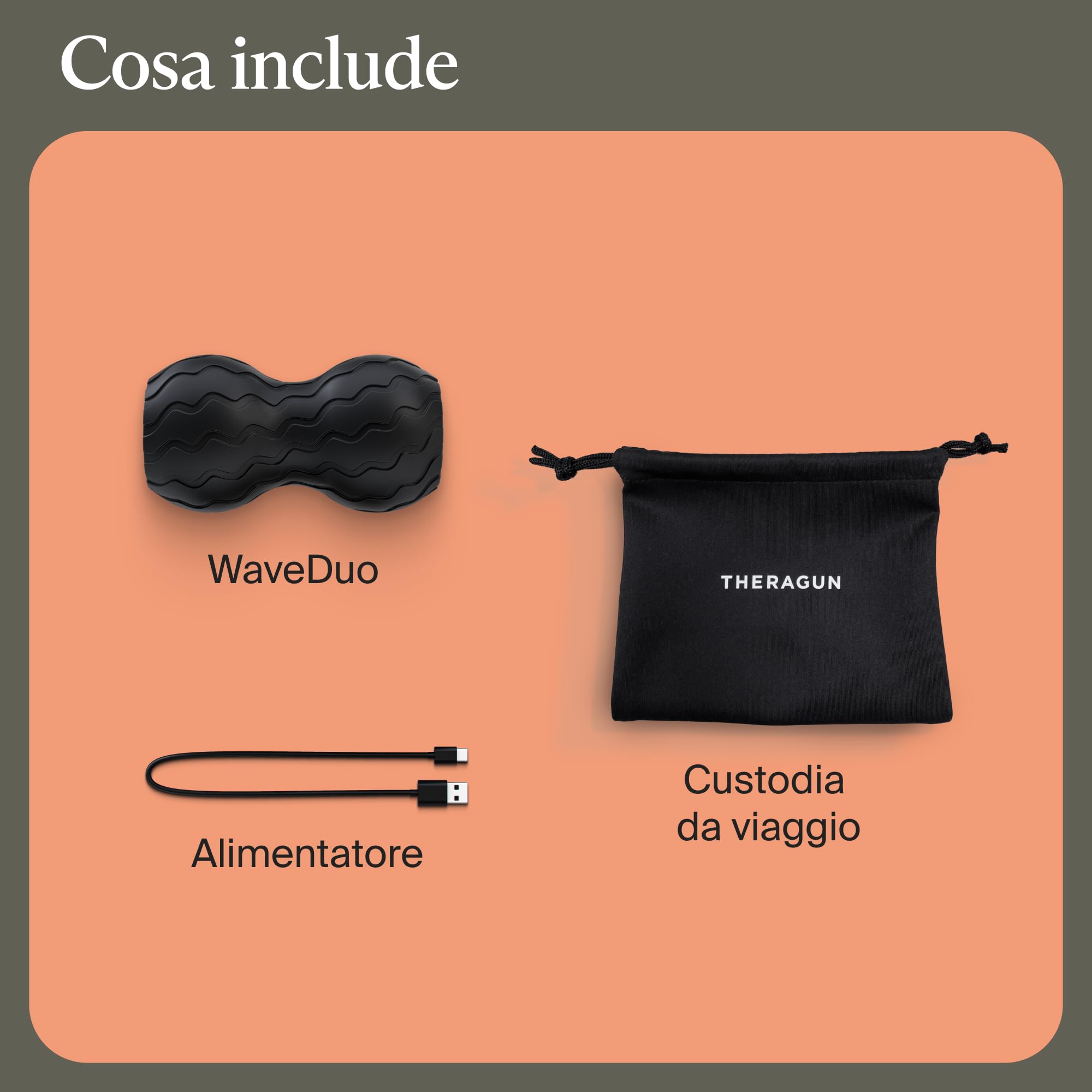 Theragun Wave Duo | Rullo Massaggio Muscolare | Progettato ergonomicamente per schiena, colonna vertebrale e collo | Connettività Bluetooth