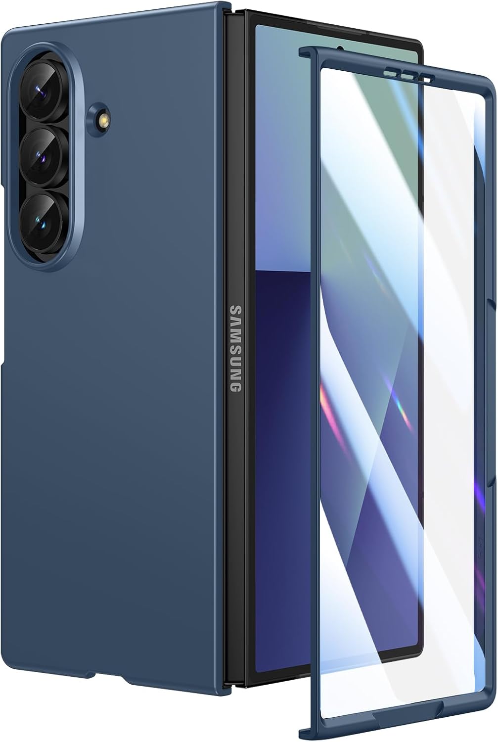SSLQYLEE Custodia sottile per Samsung Galaxy Z Fold 3 4 5 5G Fold5 Fold4 Ricarica Wireless Magnetica con Pellicola Protettiva Schermo Schermo Frontale Argento per Samsung Z Fold 3