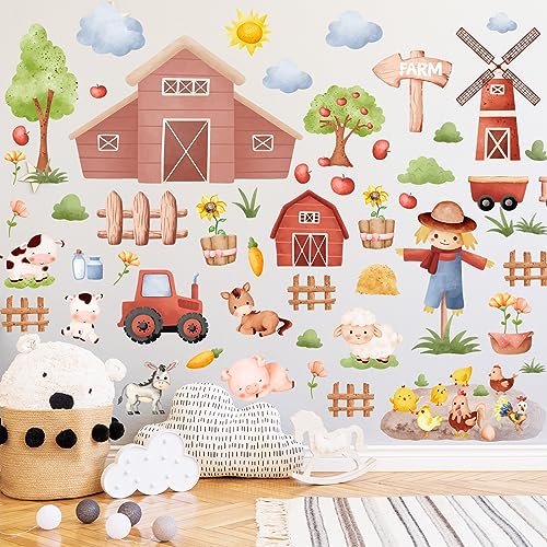 Whaline 8 hojas vinilos decorativos de animales de granja miniatura 7
