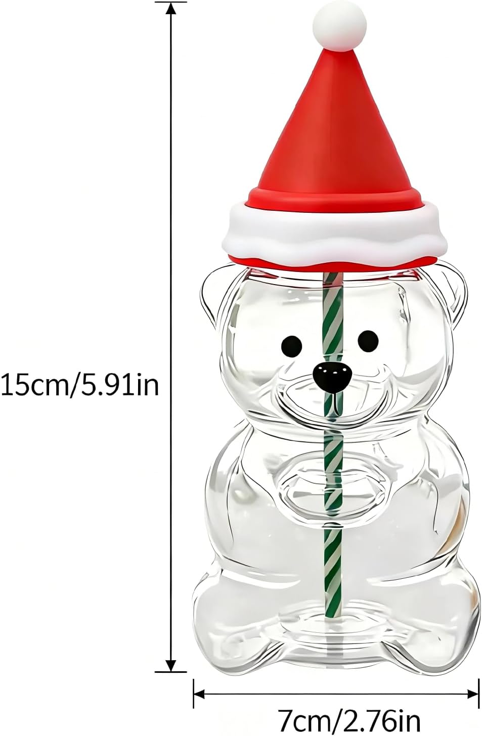 Bear Straw Cup Glass Bear Cup with Lids and Straws Cute Coffee Mugs 20oz Drinking Water Bottle Reusable Party Mug for Milk Tea, and Cocktails, Dishwasher Safe (red2)