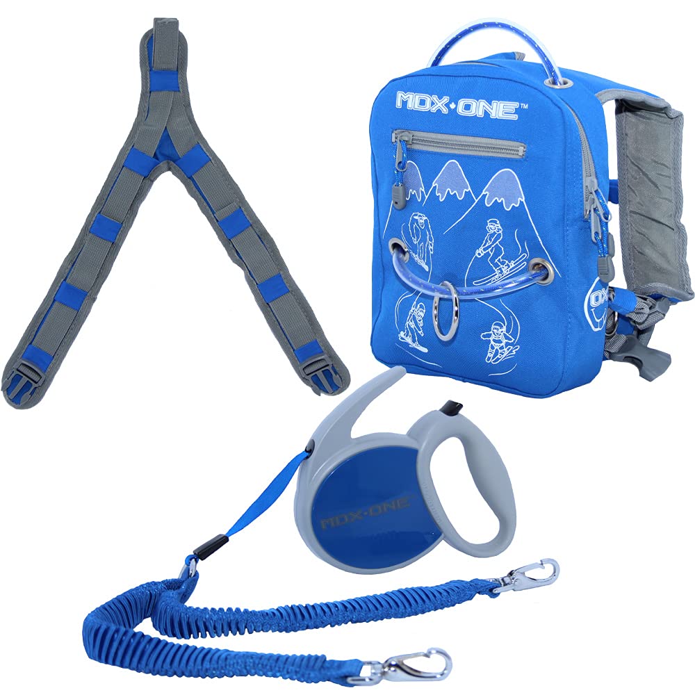 MDXONE Kids Snowboard Ski harness Trainer with retractable leash and Absorb bungees and removable seat harness
