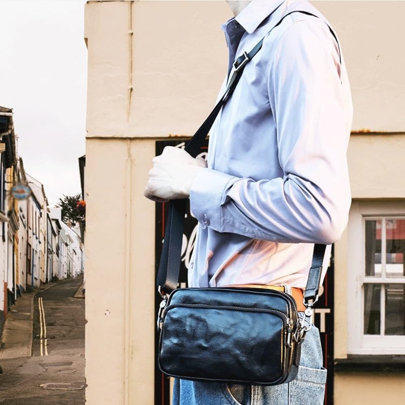 Men's Small Backpack for Commuting Single Shoulder Cross Body Leather Bag
