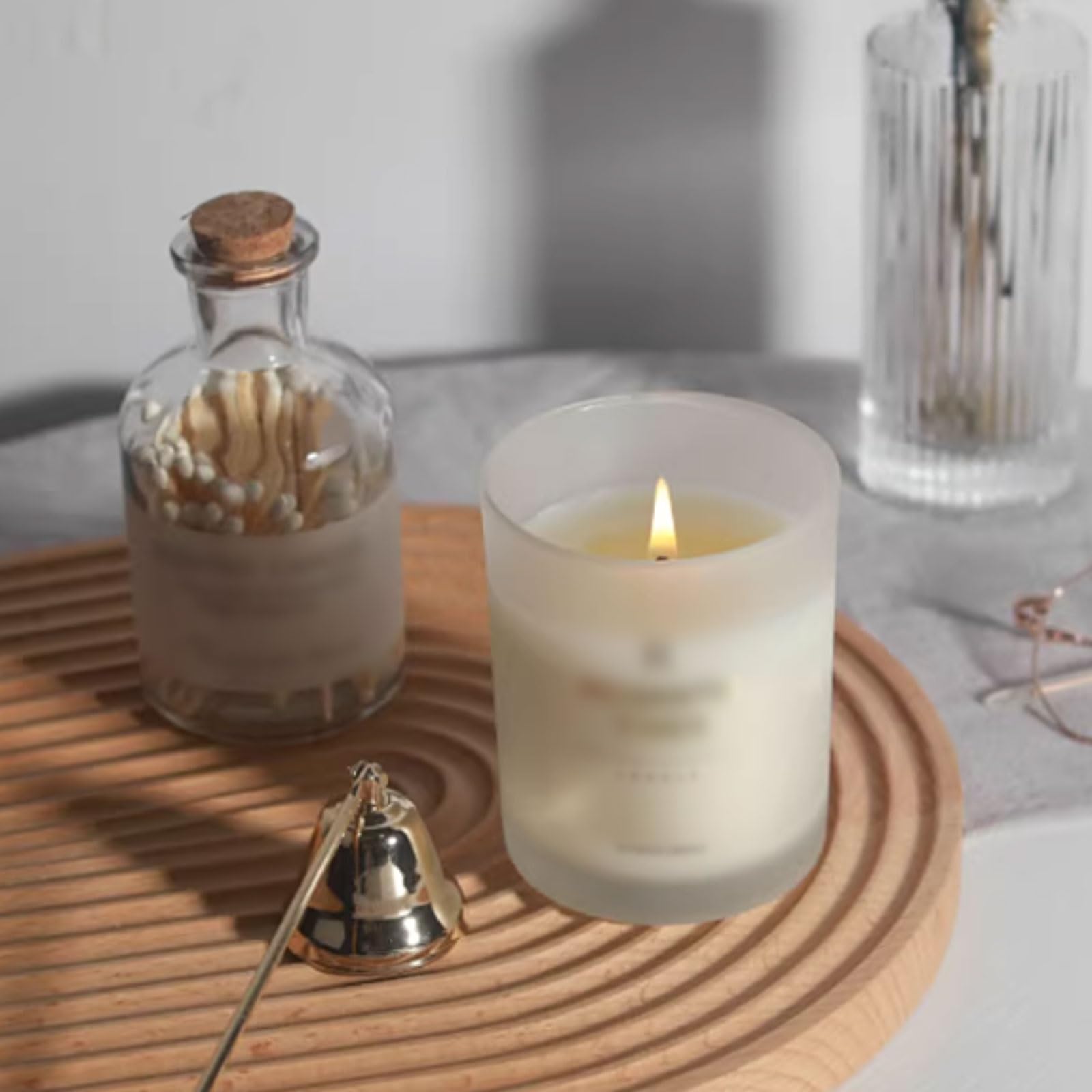 Velas de vidrio, cera vegetal Natural, vela de aromaterapia, cilindro, velas en tarro reutilizables, de larga duración for aliviar el estrés(Fruity Notes)