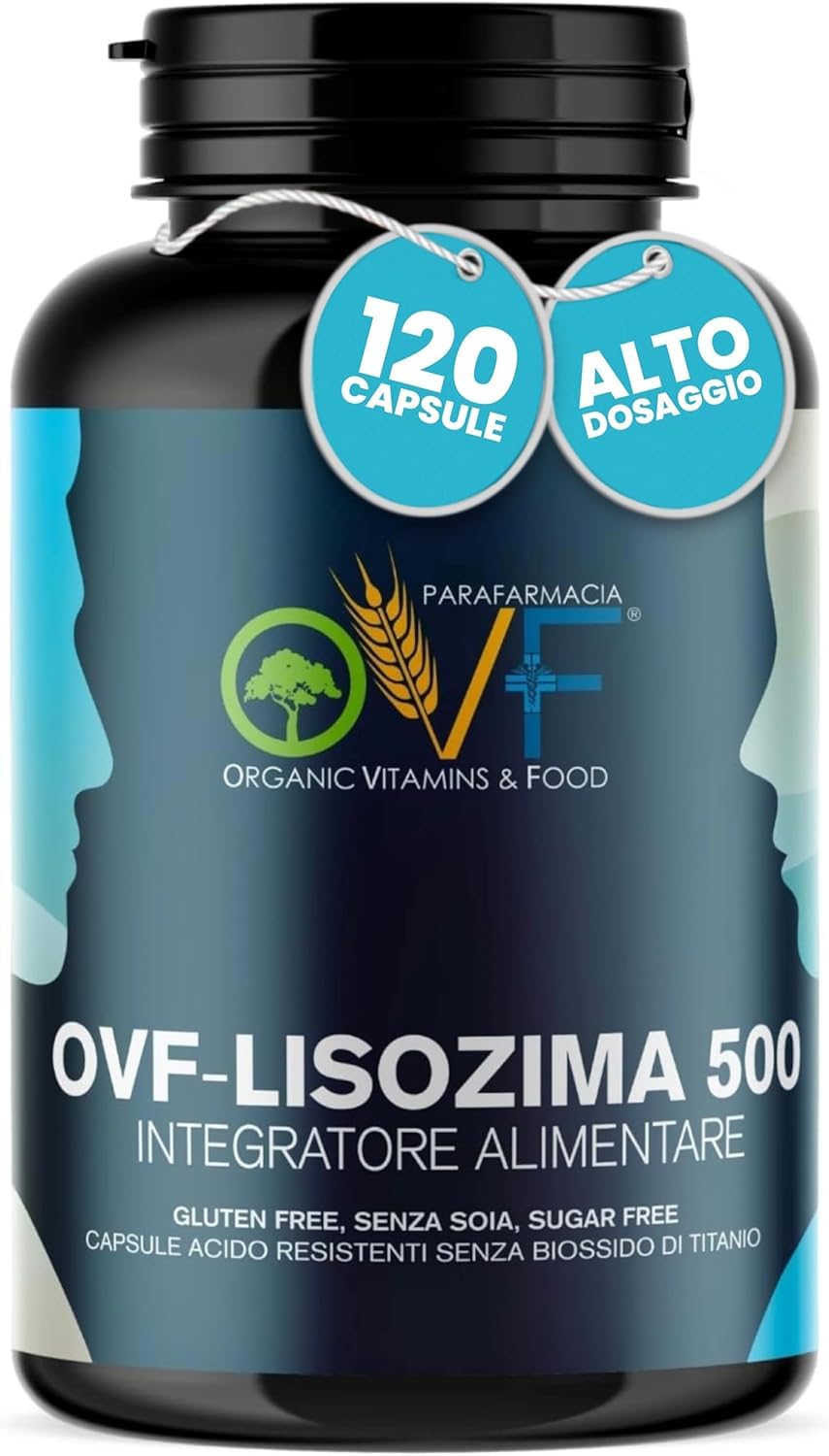 Parafarmacia OVF, 120 CAPS di lisozima 500 mg, (2 mesi di fornitura, Formato Convenienza) immunostimolante