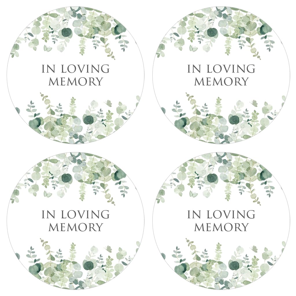 ANGEL & DOVE Pack of 35 Eucalyptus 'in Loving Memory' Stickers - Funeral Favours, Flowers, Sympathy Gifts