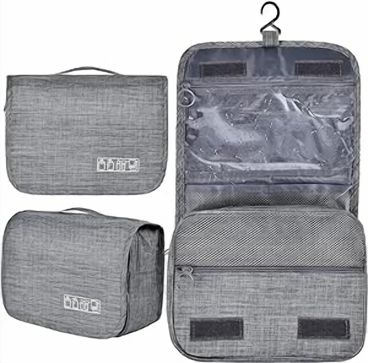 GenericSo!Magic Travel Hanging Toiletry Wash Bag,Waterproof Travel Toiletry Organizer with Sturdy Hook,Large Cosmetic Bag Makeup Organizer for Business,Gym,Travel and Daily Use Women Men (Grey)