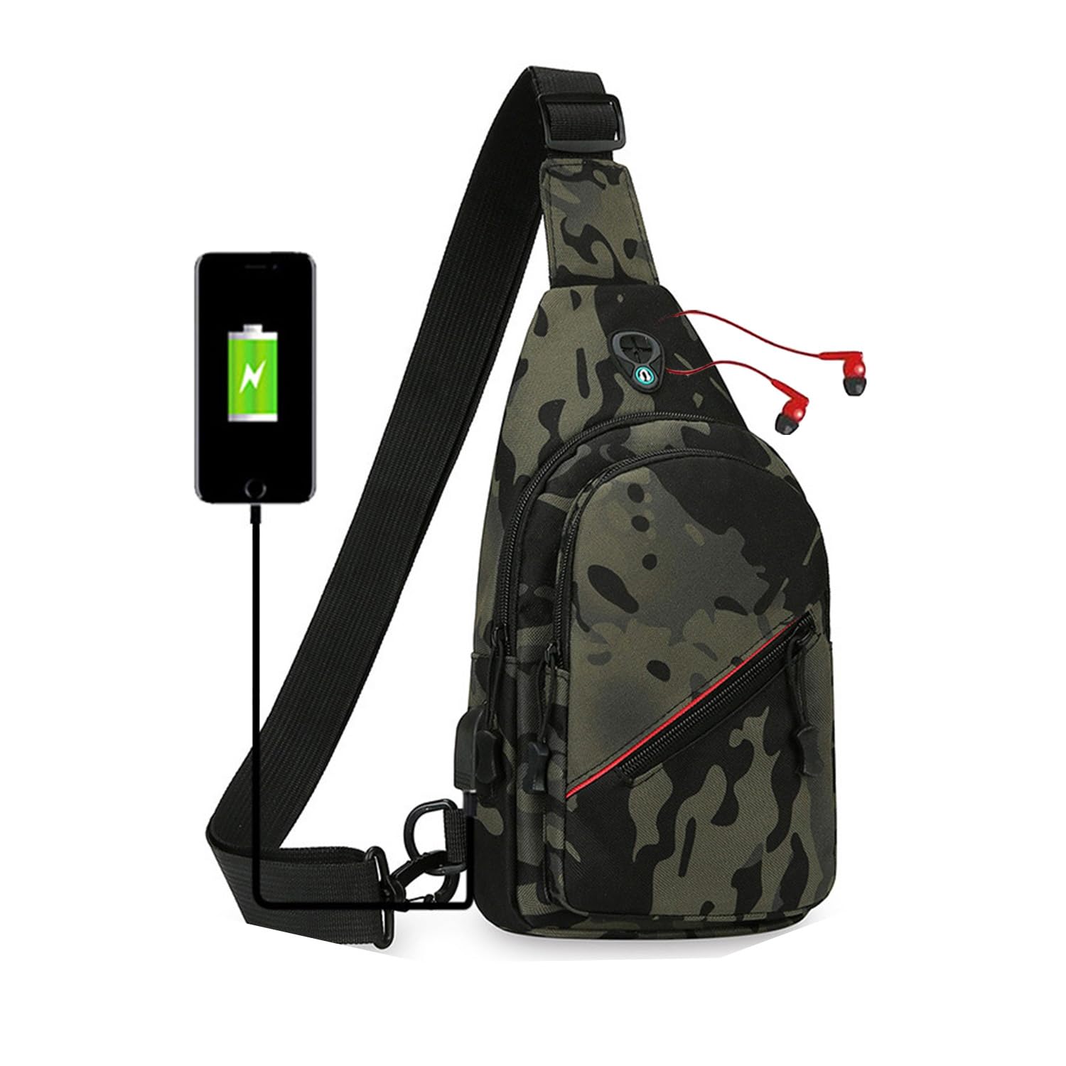 JENAGREEN Small Crossbody Sling Backpack Sling Chest Bag?Adjustable Cross Body Bag Chest Shoulder Bag Daypack Fanny Pack for Travel Hiking