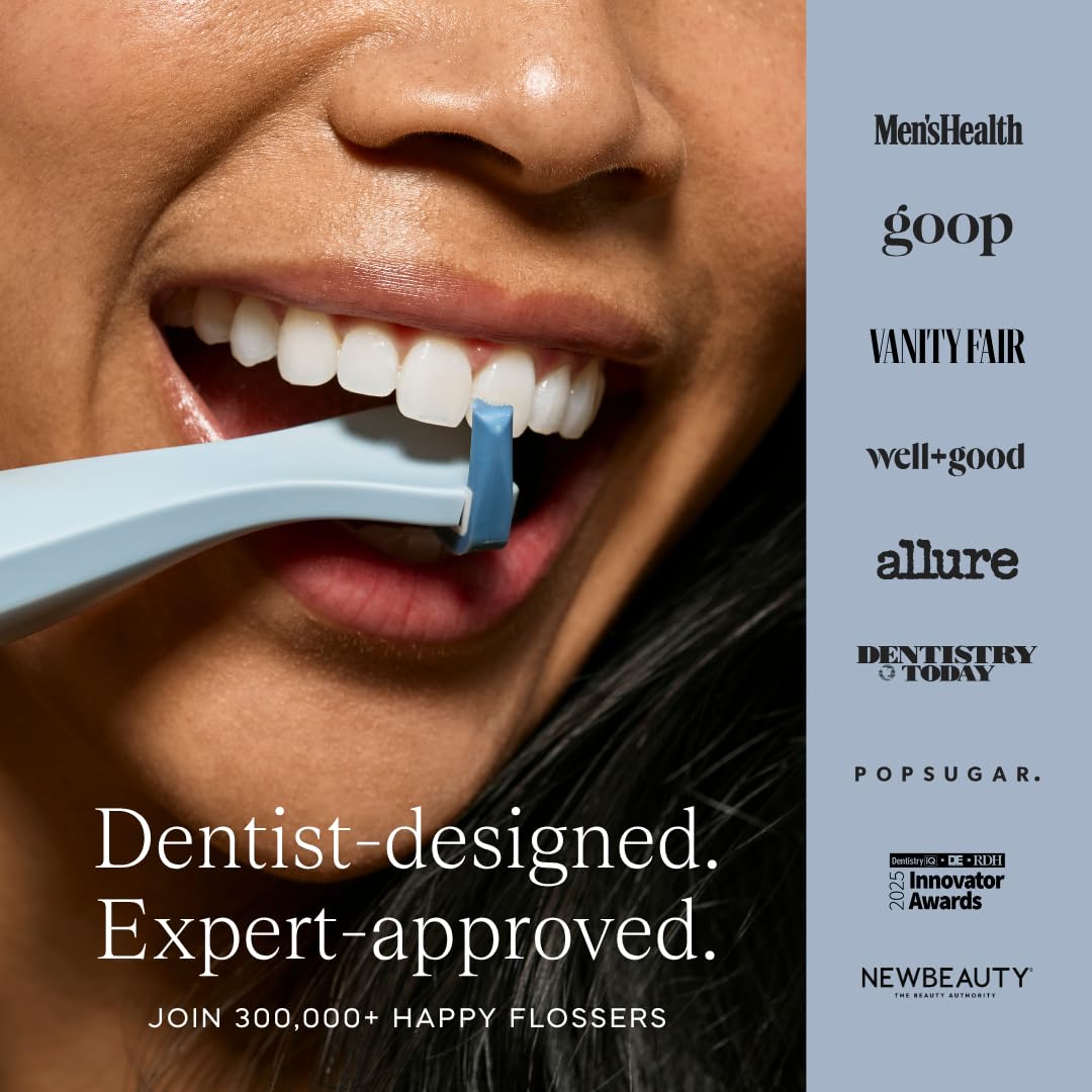 Slate Origin - Flosser elettrico 3 in 1, alimentato a batteria, inventato dal dentista, con testine riutilizzabili, spazzole per gengive e raschietto per lingua, 12.000 vibrazioni soniche, senza PFAS