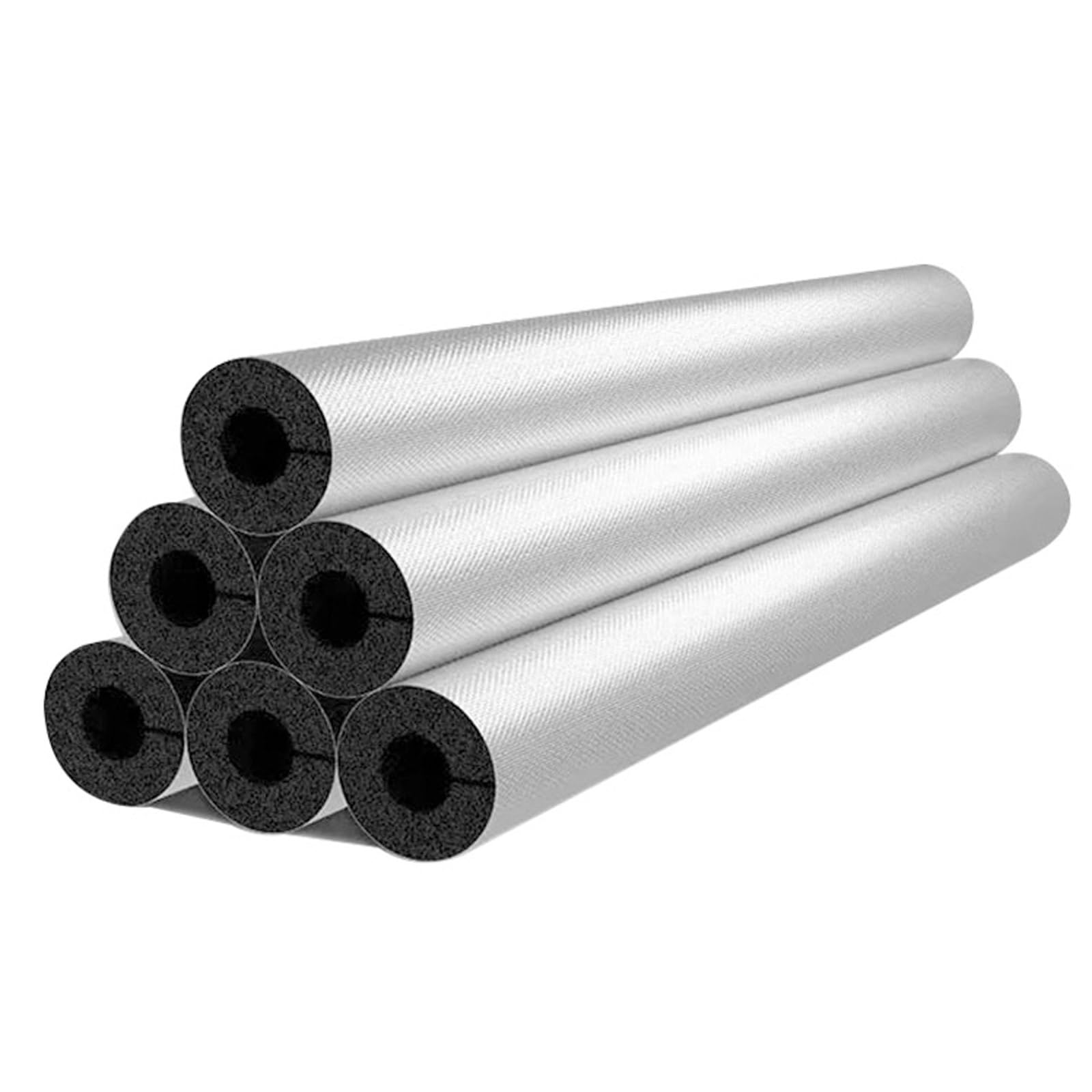 6 Piezas Papel de Aluminio Aislamiento Tuberías para Exteriores Aislante Tubo Espuma Anticongelante Manguera Aislante para Coquilla Aire Acondicionado Longitud 1.31 ft Grosor 3/4"(63.0 mm=2-1/2")