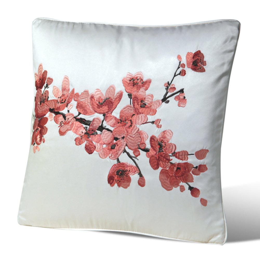 Soie et coussins prune de fibre chimique 55x55cm à motif plantes pour canapé