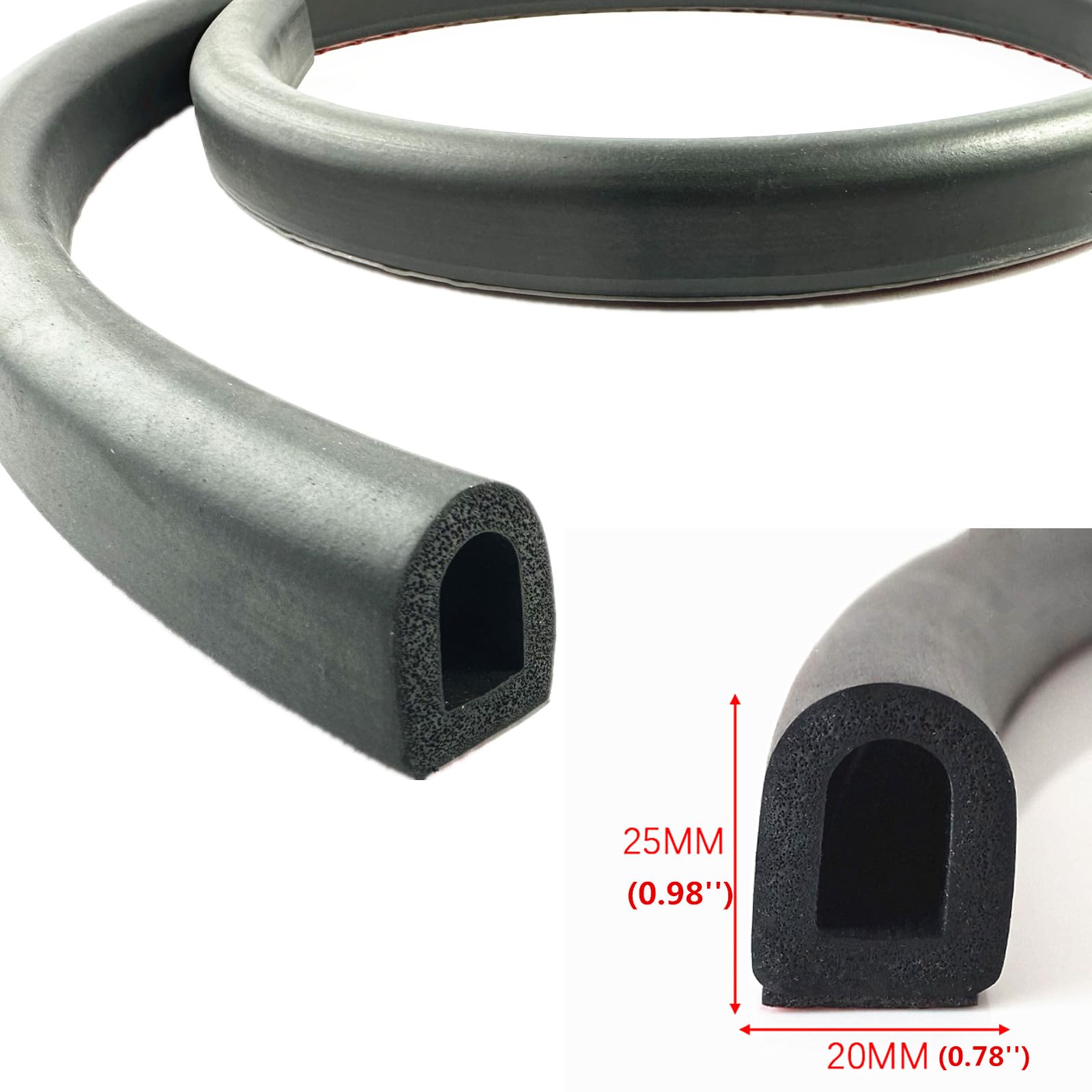 D Shape Door Rubber Seal Strip,1" RV Slide Out Seal Self-Adhesive EPDM 6 Feet - View #2