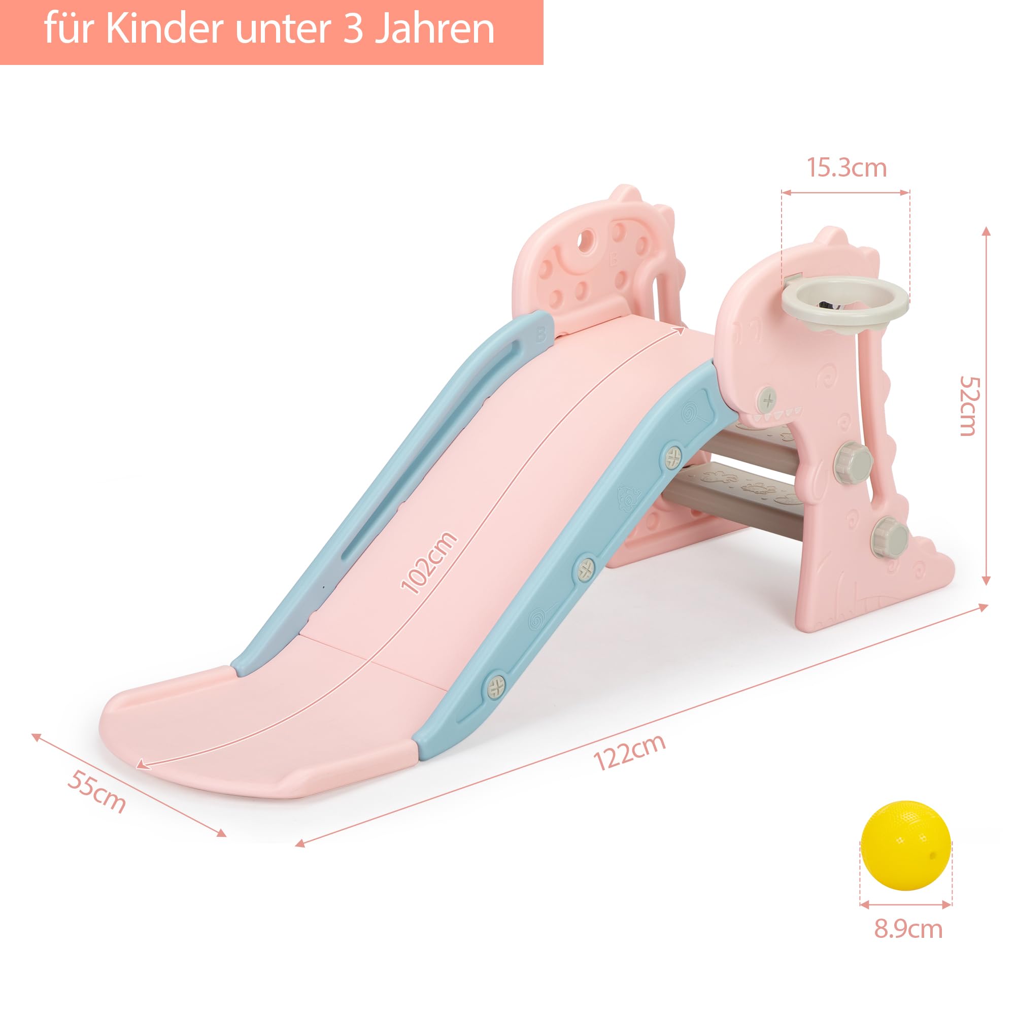 Tobogán 3 en 1 para niños pequeños, juego de escalada para niños con canasta de baloncesto, zona de juegos interior y exterior para niños, diseño plegable, tobogán independiente para bebé, fácil