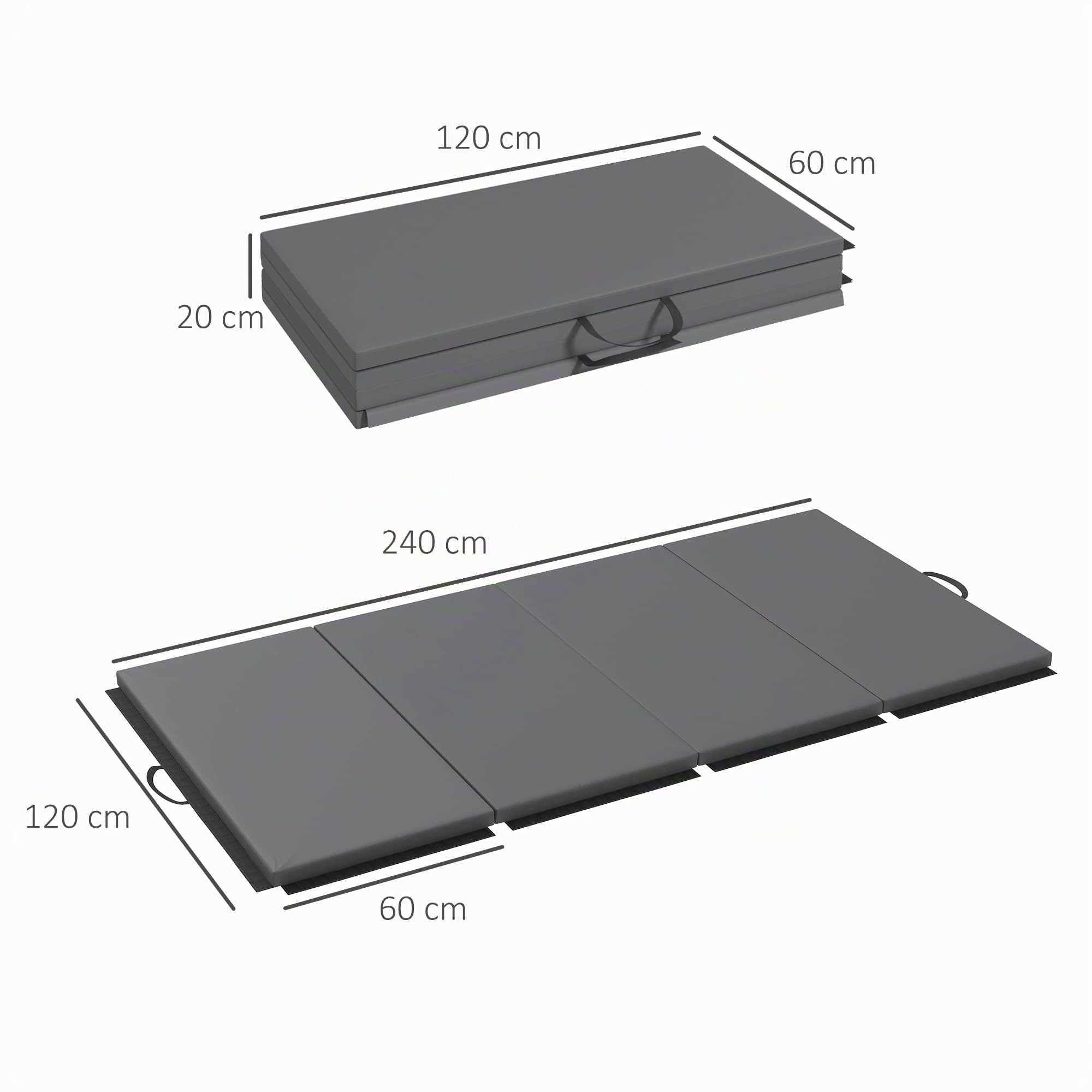 HOMCOM - Alfombra de gimnasia plegable con asa, esterilla para yoga, mma, deporte, fitness, pilates, revestimiento sintético