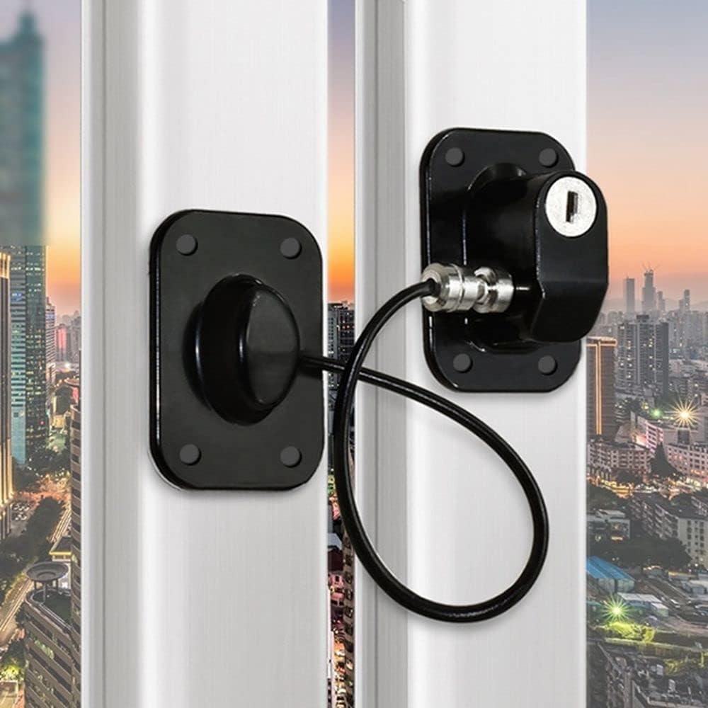 4-Wheel Code Lock Anti-Theft Protection Locks Safety Lock for Windows Doors Cabinets Drawers(Black-Key Lock)