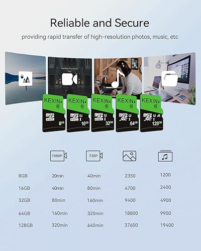 Miniatura 4 de KEXIN Paquete de 3 tarjetas Micro SD de 128 GB  Tarjeta de memoria microSDXC de alta velocidad Full HD con adaptador SD UHS-I C10 U1 TF tarjeta para