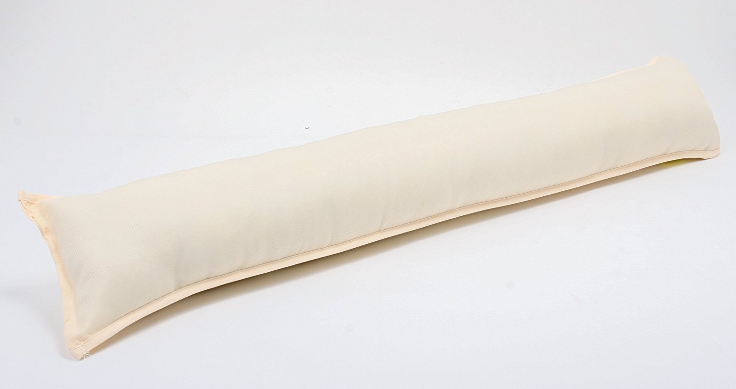 Queens Land Home Cream Plain Fabric Draught Excluder Decorative Simple Door Or Window Draft Guard, Energy Saver. (Cream)