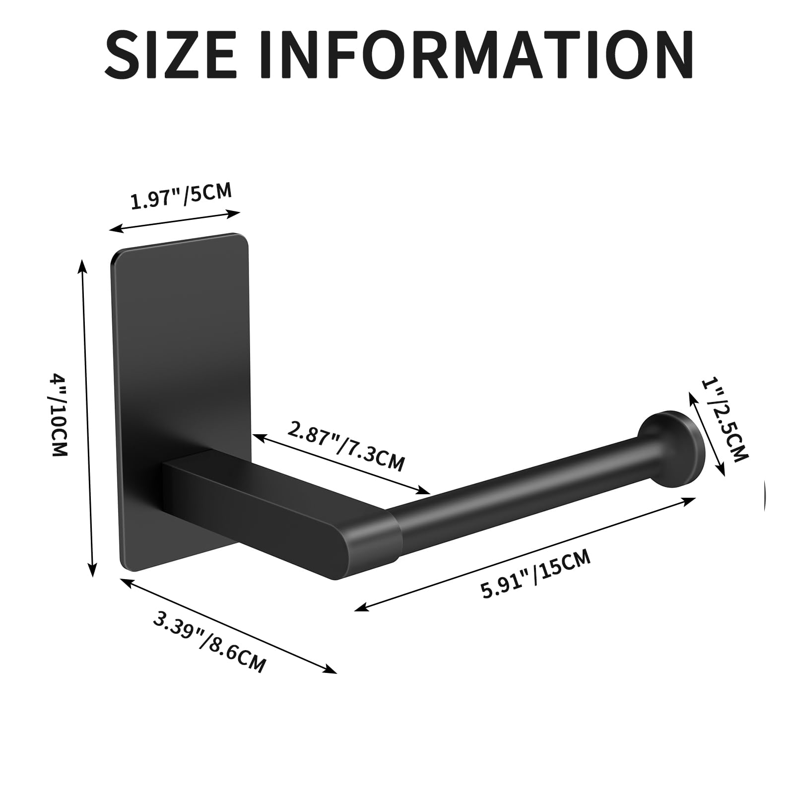 STWWO Toilet Paper Holder Self Adhesive, Extra-Wide Gap, Matte Black — Amazon image 7