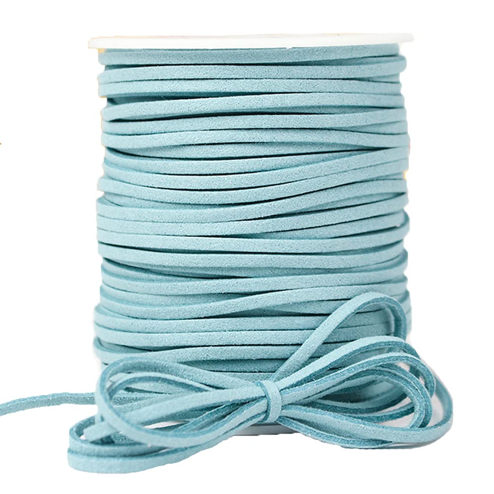 Blue Gray Faux Leather Cord Suede Cord for Necklaces,Jewelry Making,Gift Wrapping,Leather String Craft DIY Thread 49 Yards 2.6mm