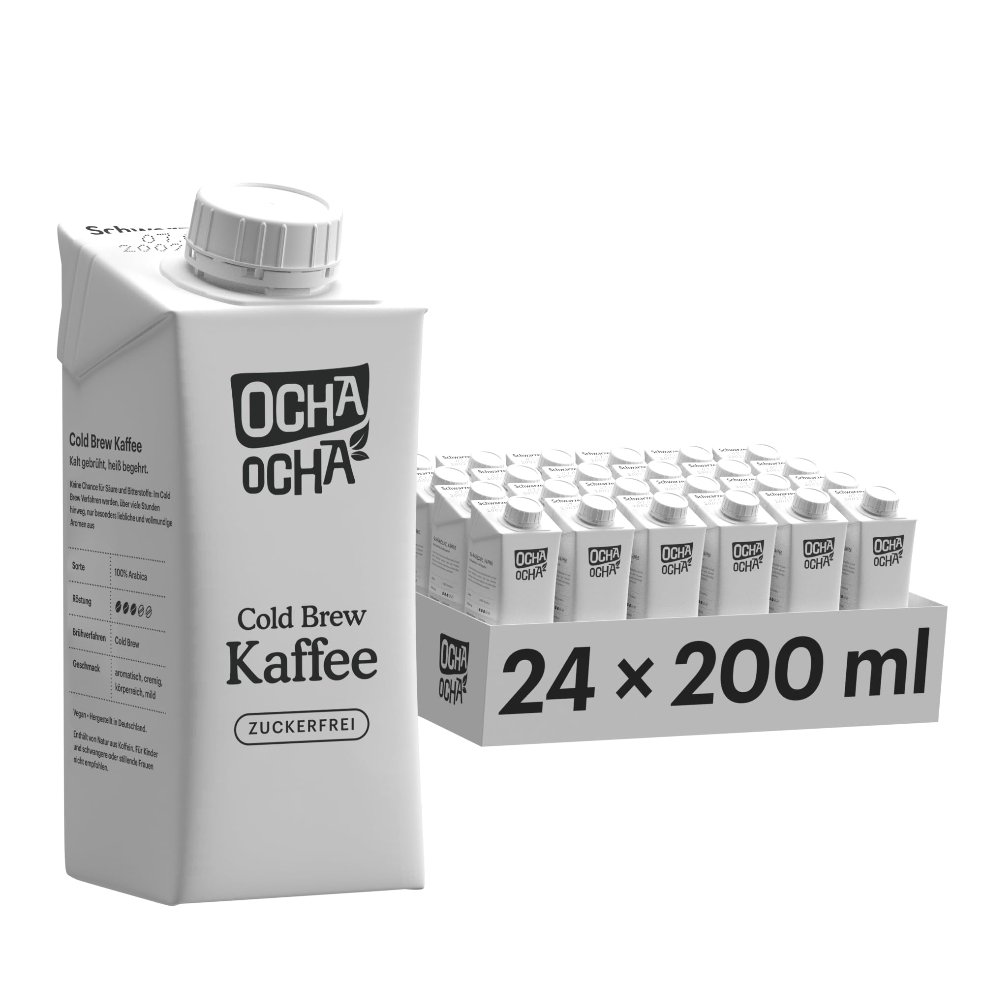 Cold Brew Coffee 24er Pack - cremig und mild - ohne Zucker - ohne Milch - vegan und kalorienarm - Kaltgebrühter Kaffee to Go (24x200ml)