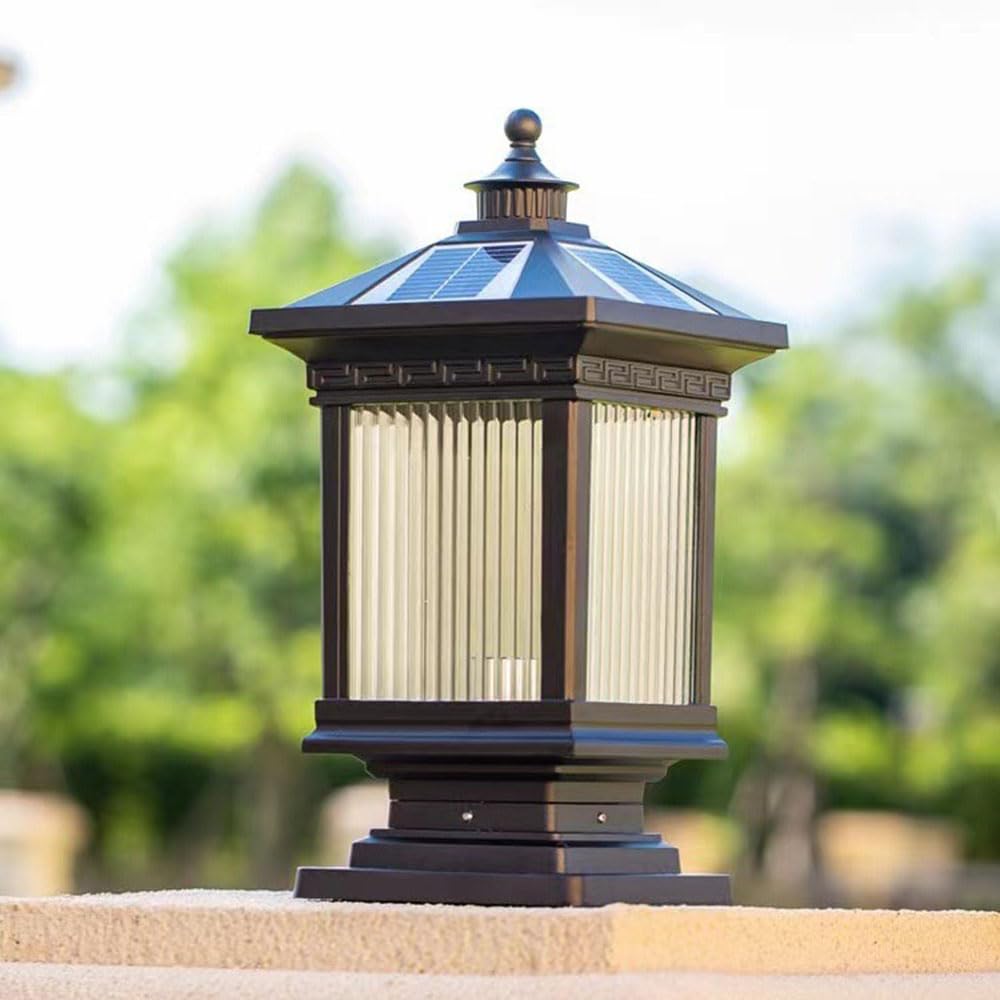 14,5''H Lanterna Da Palo Per Esterni Lampada A Cappuccio Per Palo Decorativo Per Recinzione Solare Apparecchi Di Illuminazione Per Palo Da Giardino O Patio Luci A Colonna Moderne Per Esterni