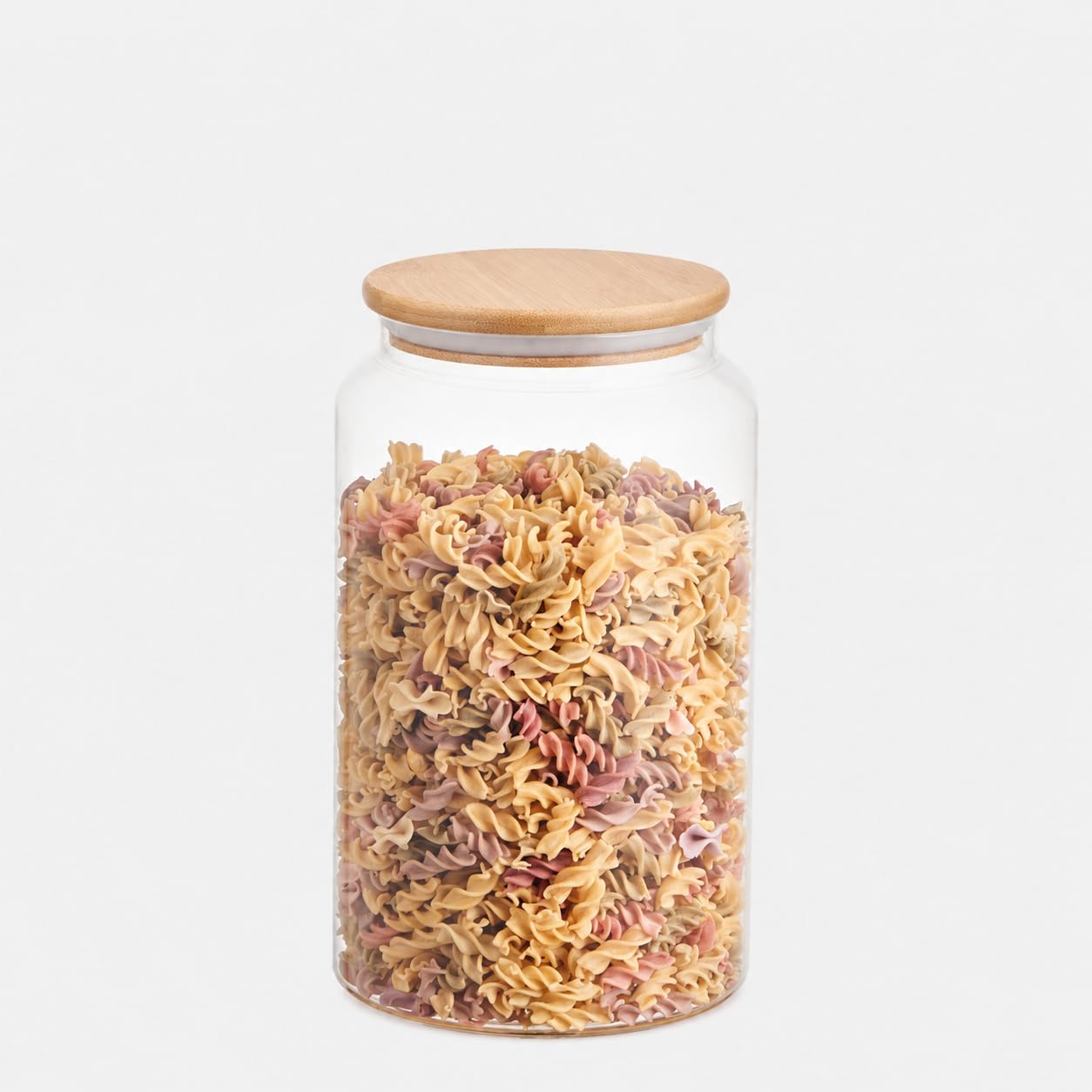 Eden & Willow 4L Wide Mouth Glass Jar with Bamboo Lid, Airtight Cereal Storage Containers, Kitchen Storage Pantry Jar for Flour, Pasta, Rice, Oats, Biscuit, Large Laundry Jar