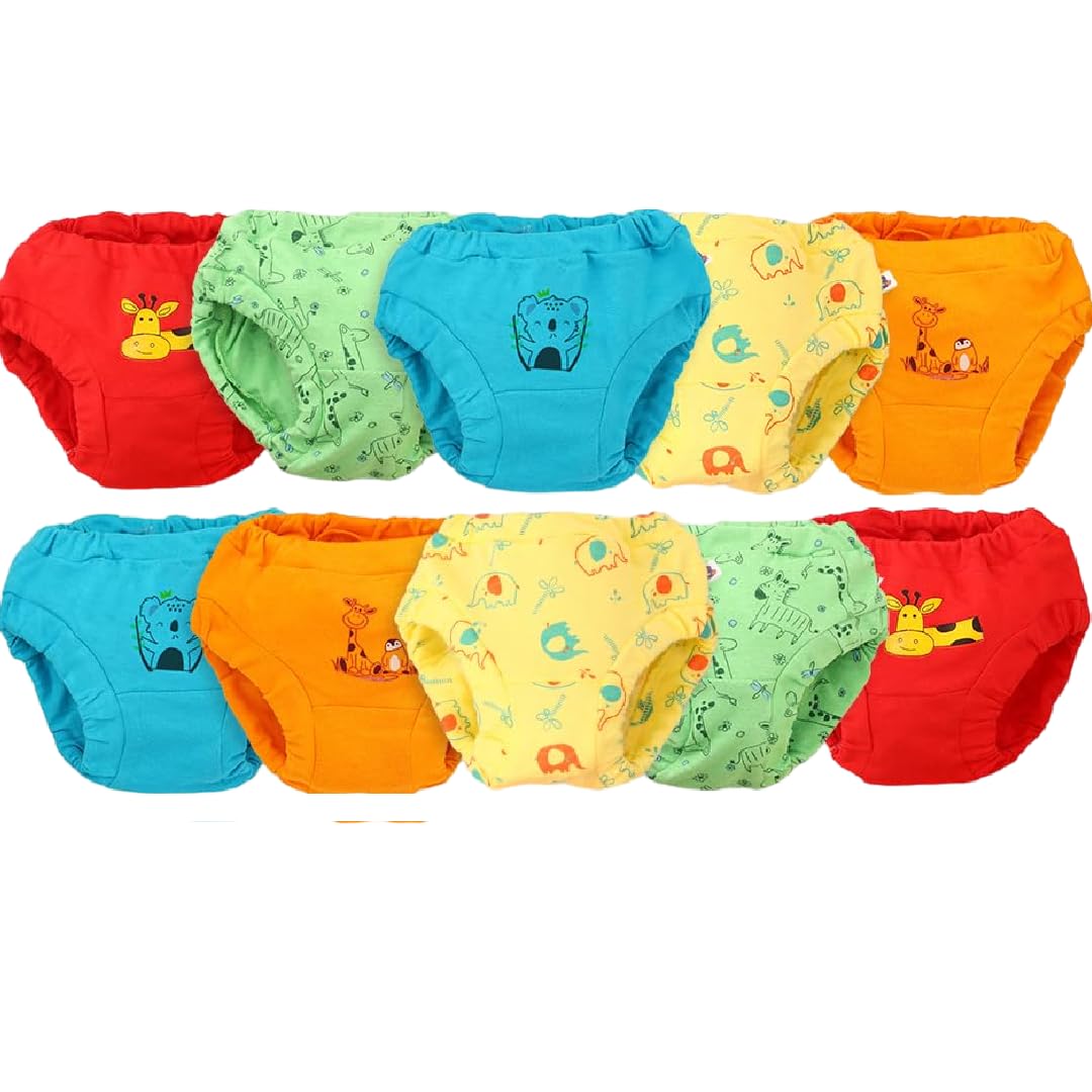 superbottomsBasic™ Brief for Kids | Unisex, 100% Pure Cotton Innerwear | Breathable & Soft Underwear | Baby Brief for 6m – 4y I Pack of 10