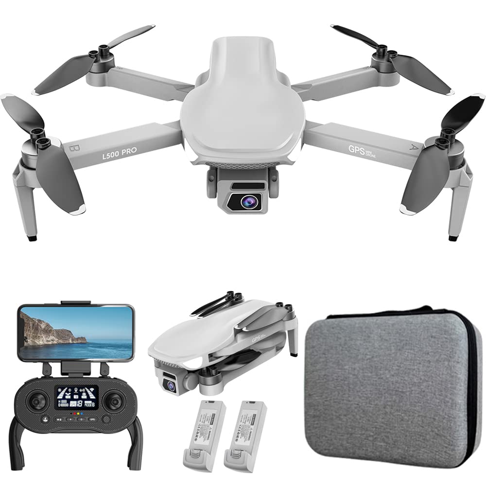 L500 Pro Lozenge Brushless Drone with GPS, Follow Me Function, Quadcopter, 4K Dual Cameras, 2 Batteries (Grey)