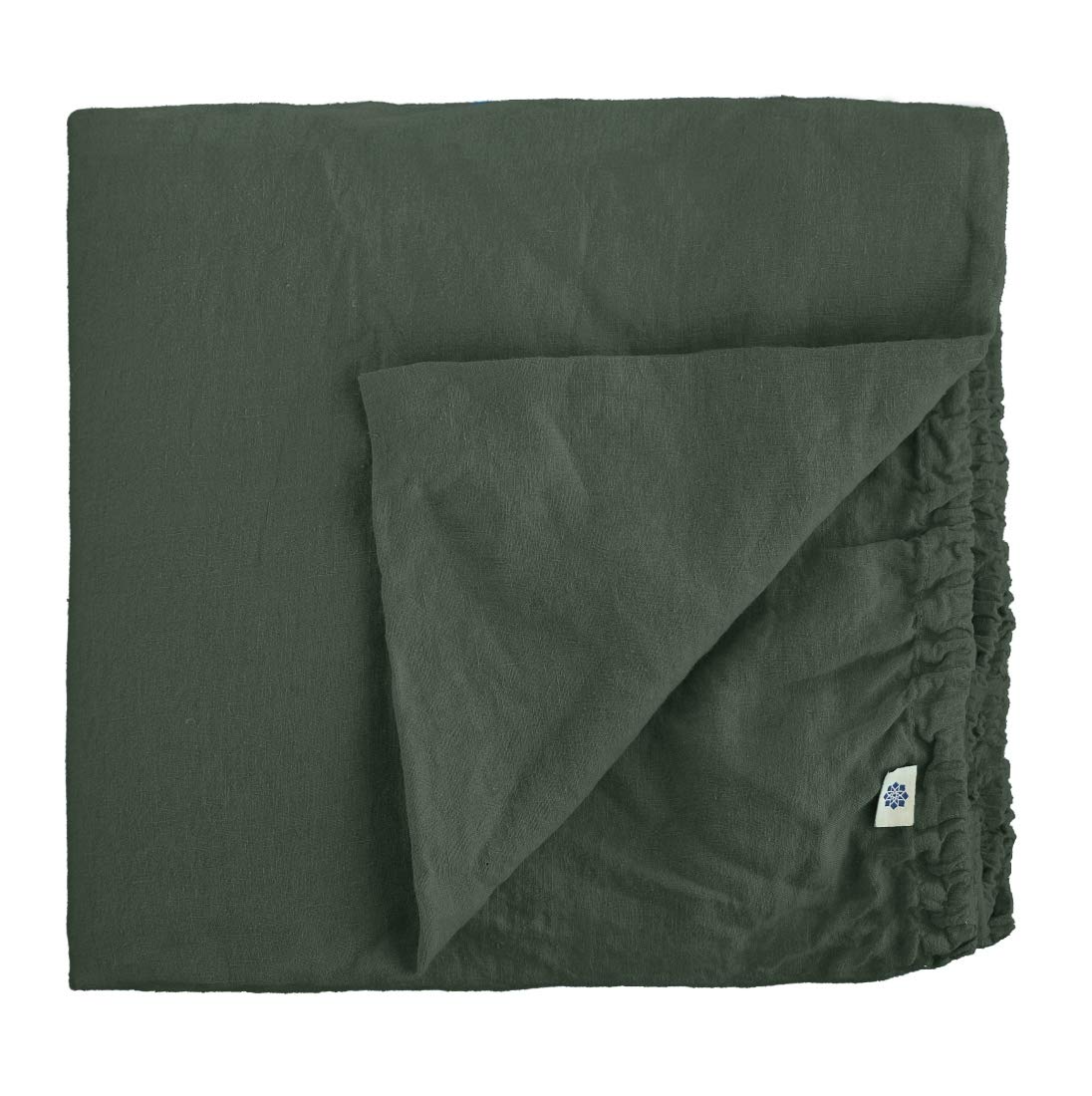Linen & Cotton Alicia miękkie w dotyku prześcieradło z gumką – 100% len, sprane, węgiel drzewny, szare (150 x 200 cm) prześcieradło lniane, na łóżko, podwójne łóżko