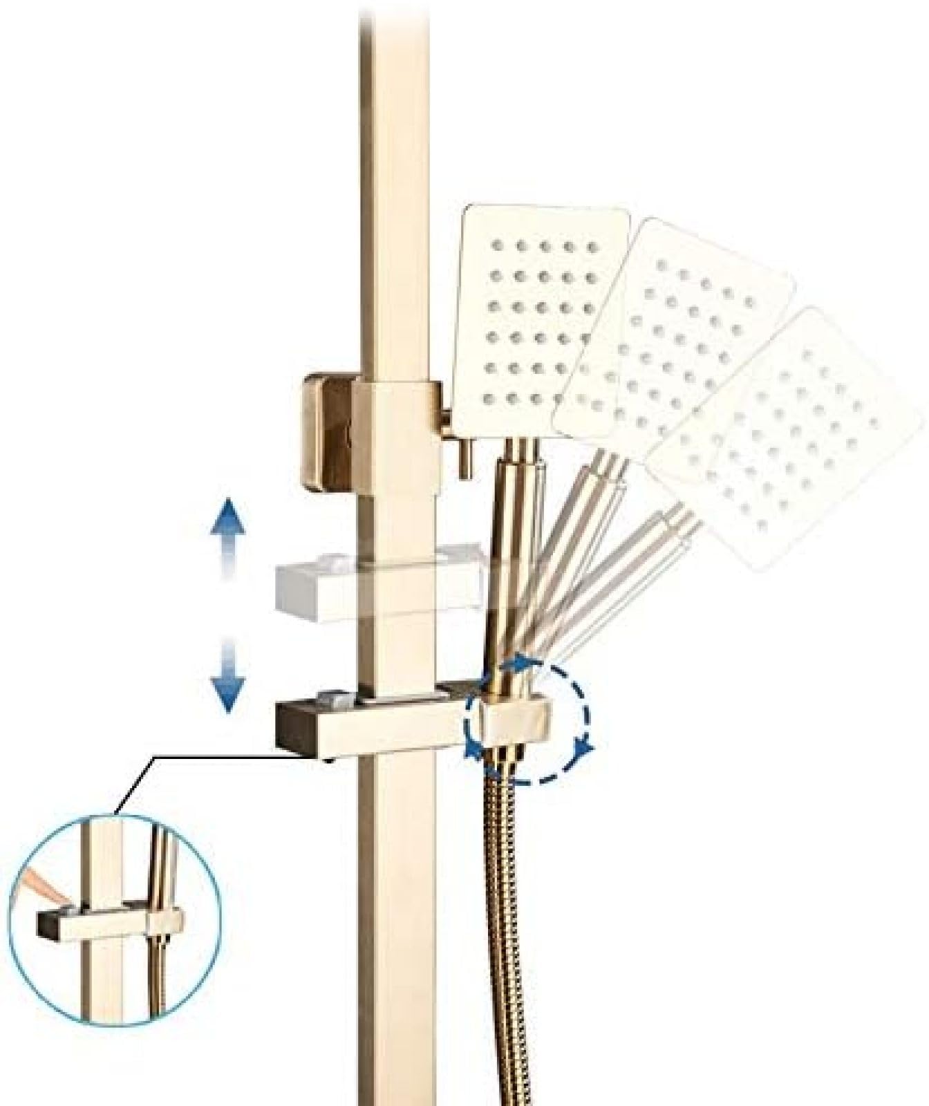Bateria do łazienki szczotkowane złoto duża deszczownica bateria wannowa ścienna bateria wannowo-prysznicowa z kranu bateria natryskowa zestaw prysznicowy mikser Beauty Comes