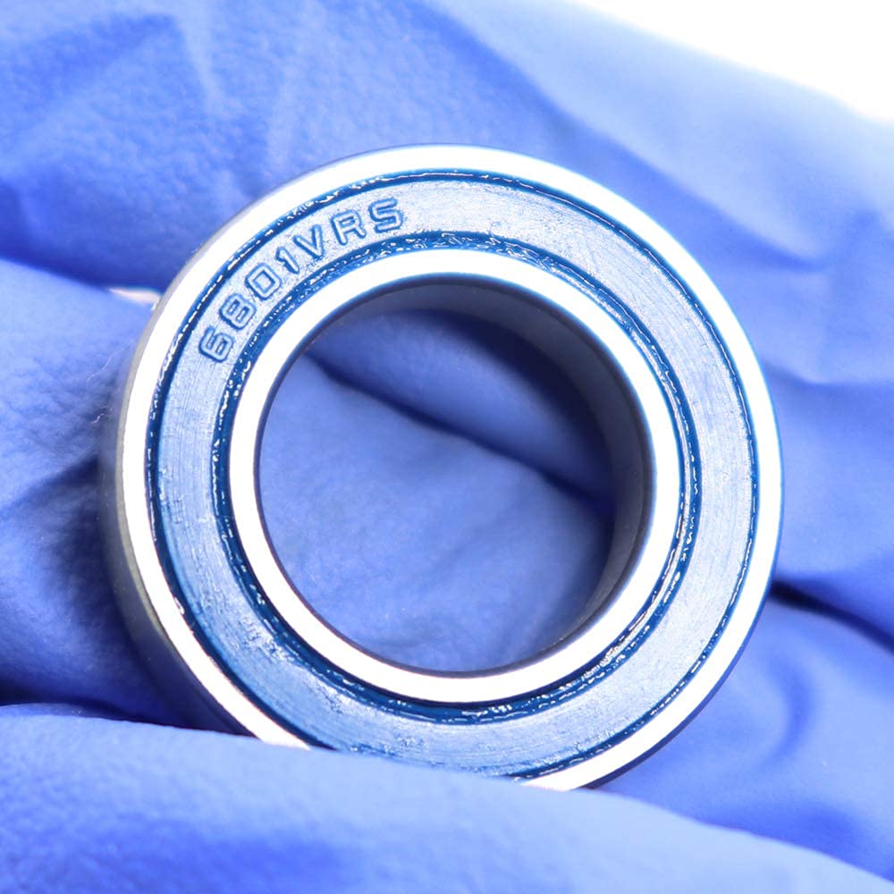 6801 VRS MAX Cartridge Bearings, Size 12x21x5mm Chrome Steel Blue Sealed with Grease, 6801LLU Cart Full Balls Bearing for Bike Pivot, (Pick of 4Pcs)