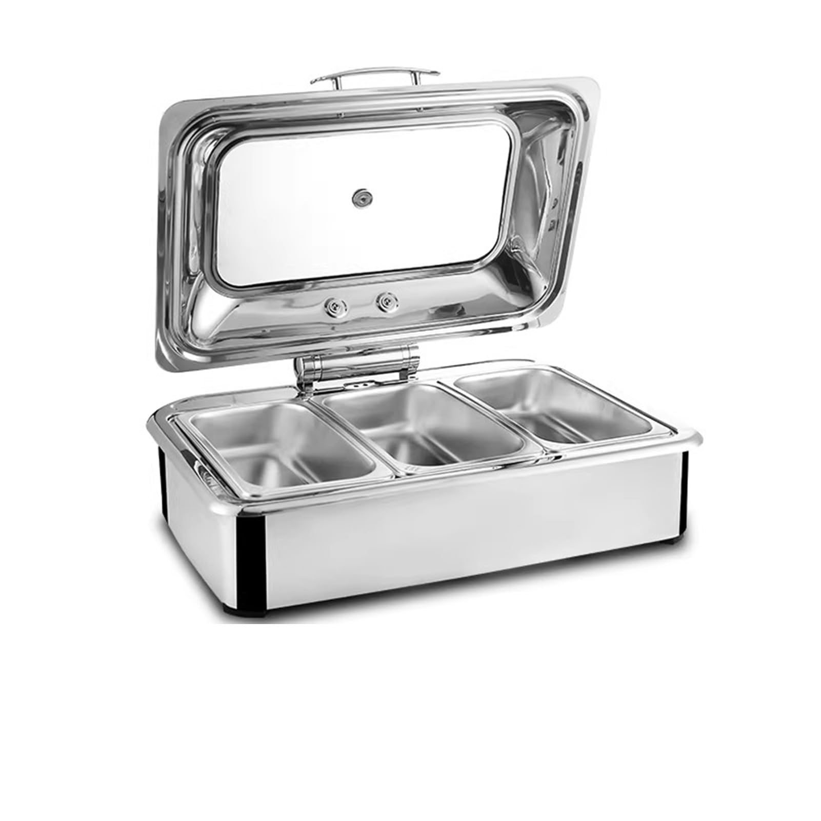 JKJZSALJ Stainless Steel Electric Buffet Warmer 9L Chafing Dish With Clear Lid, Ideal For Parties & Catering,Silver,9L,A