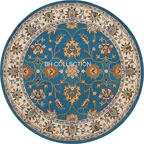 Image of Classical Look Handmade Round Carpet with Super Soft & Pure Woolen Carpet for Your BEDROOMS & Living Room with 1 INCH Pile Height 4 X 4 FEET (120x120 cm) Multi