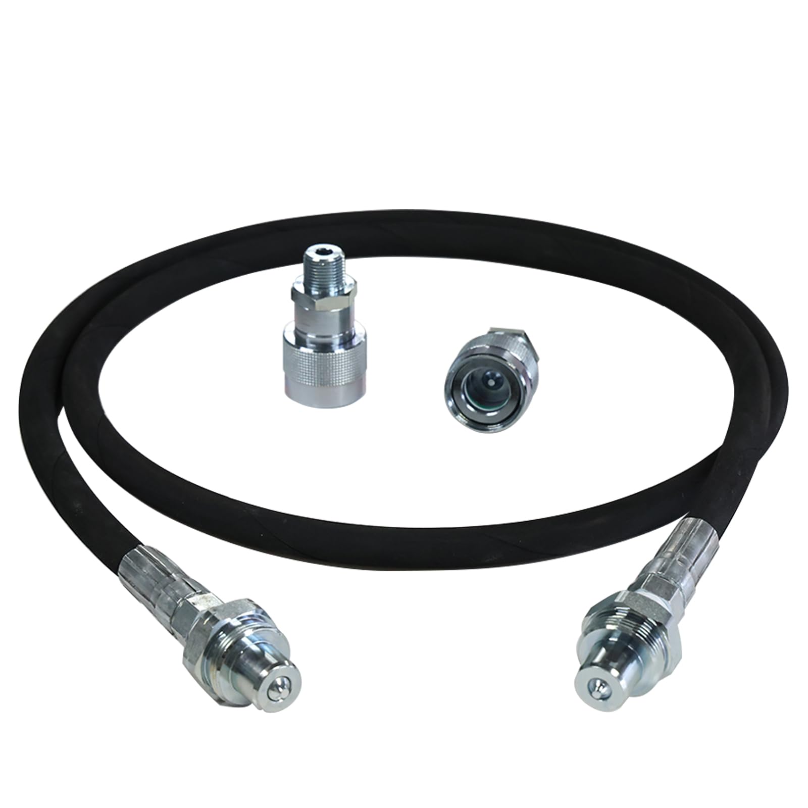 Hydraulikschlauch, 10.000 PSI Arbeitsdruck mit 2 hochfesten Stahldrahtgeflechten, NPT 0,95 cm Schnellverbindungskupplung, flexibler Gummi-Ölschlauch -40 °C bis 120 °C