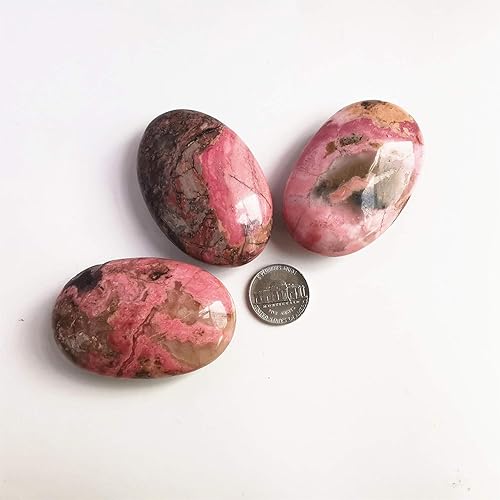Miniatura 3 de Rodonita natural ovalada, bolsillo de palma curativa, cristal curativo, spa, piedra energética, cristales y piedras curativas