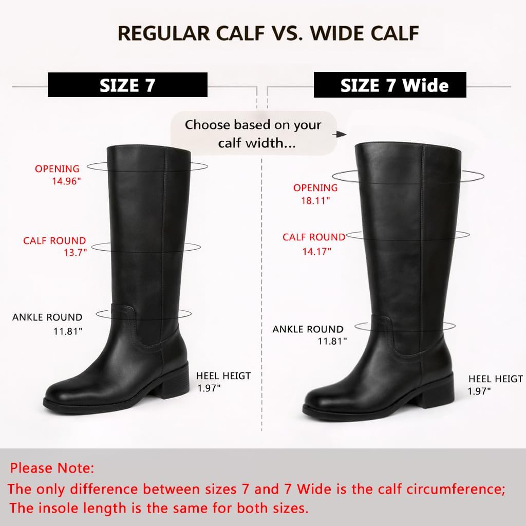Knee High Boots Women Square Toe Chunky Block Heel Banana Campus Boot Wide Calf Comfortable Low Heel Riding Long Boots